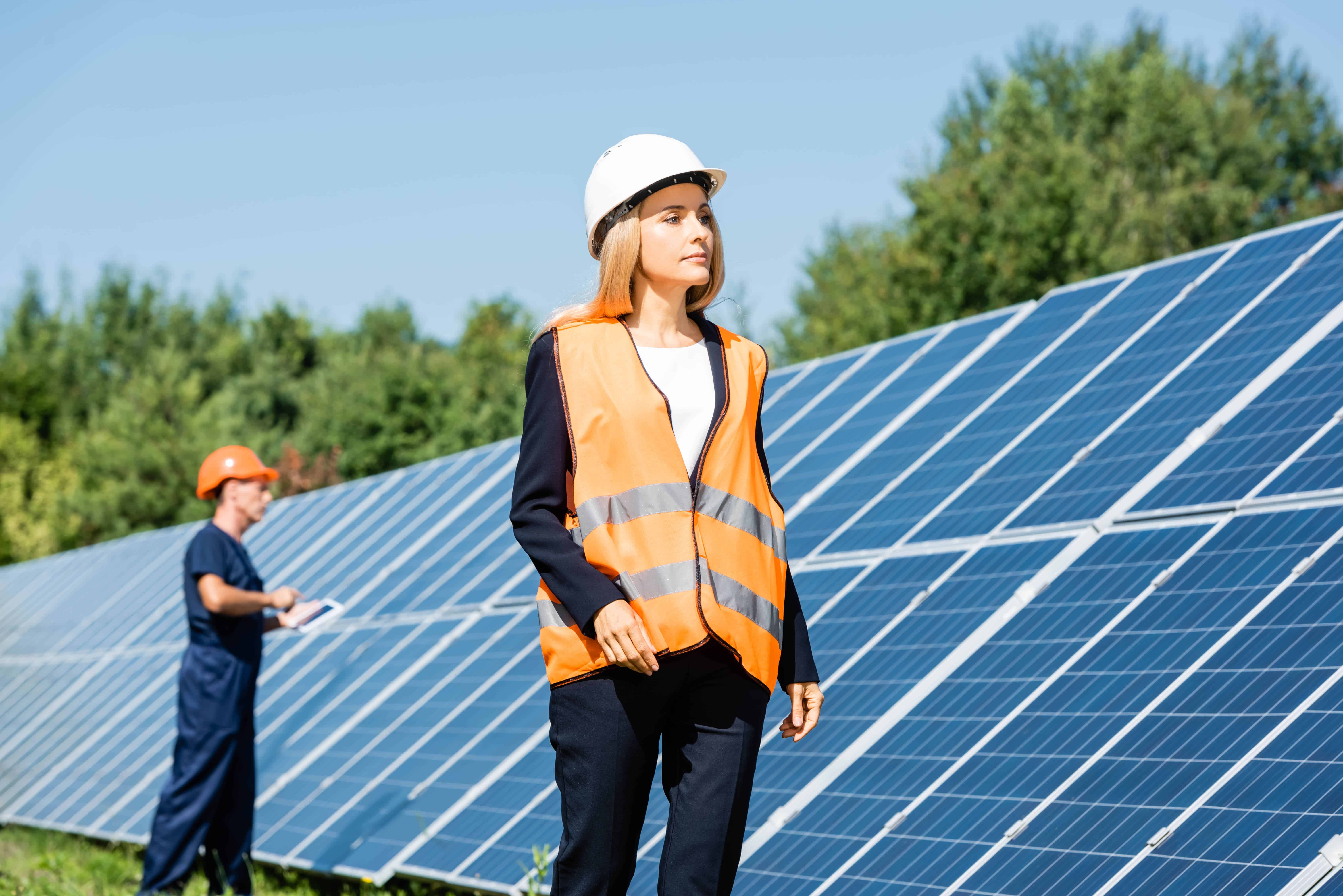 Profissionais de engenharia ambiental em área de energia renovável